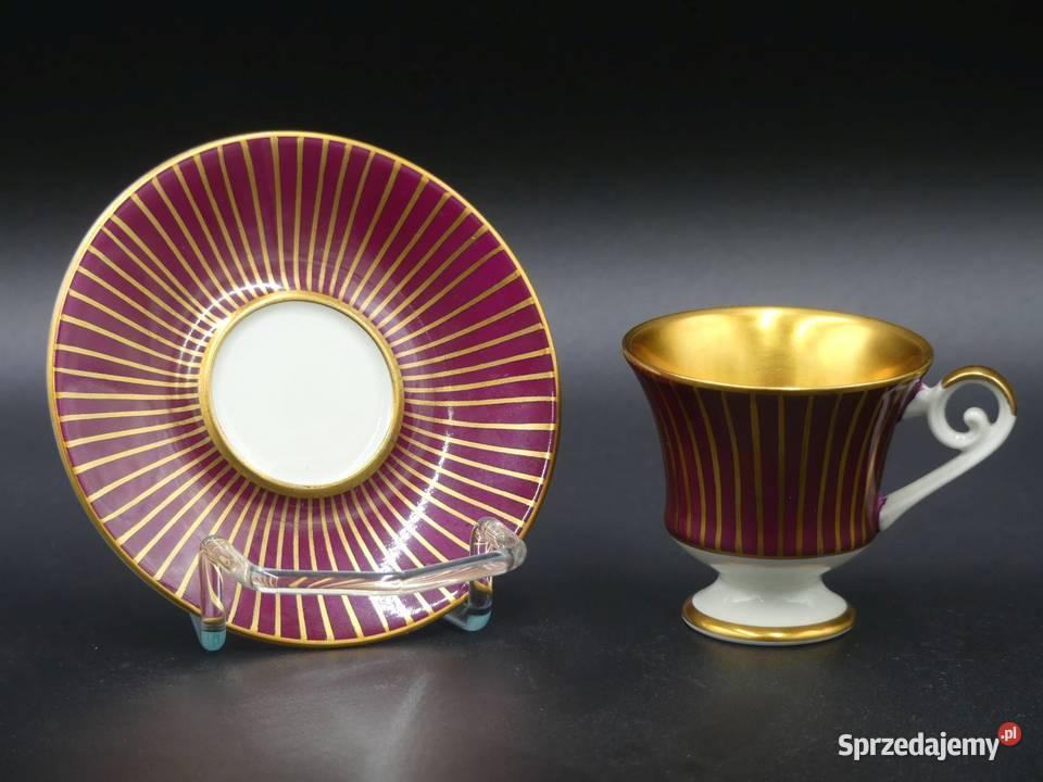 Zjawiskowa bogato złocona mokka Alka niemal Porcelana i szkło Poznań