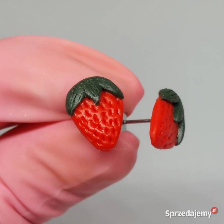 Kolczyki ręcznie robione truskawki Lębork