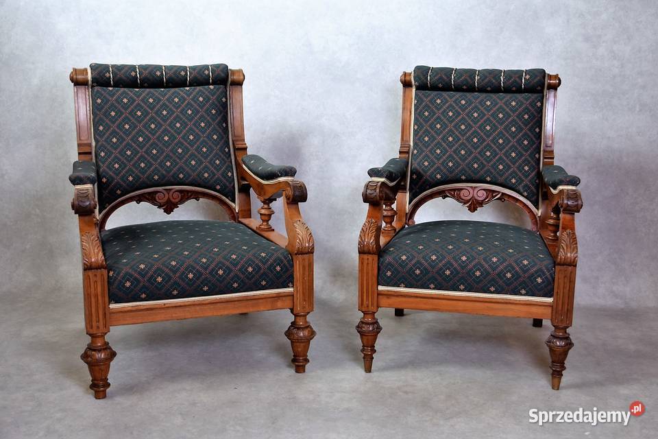Dwa eleganckie i wygodne fotele z XIX w Koszalin