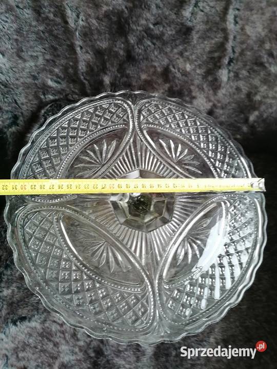 Duża kryształowa patera prl Łódź