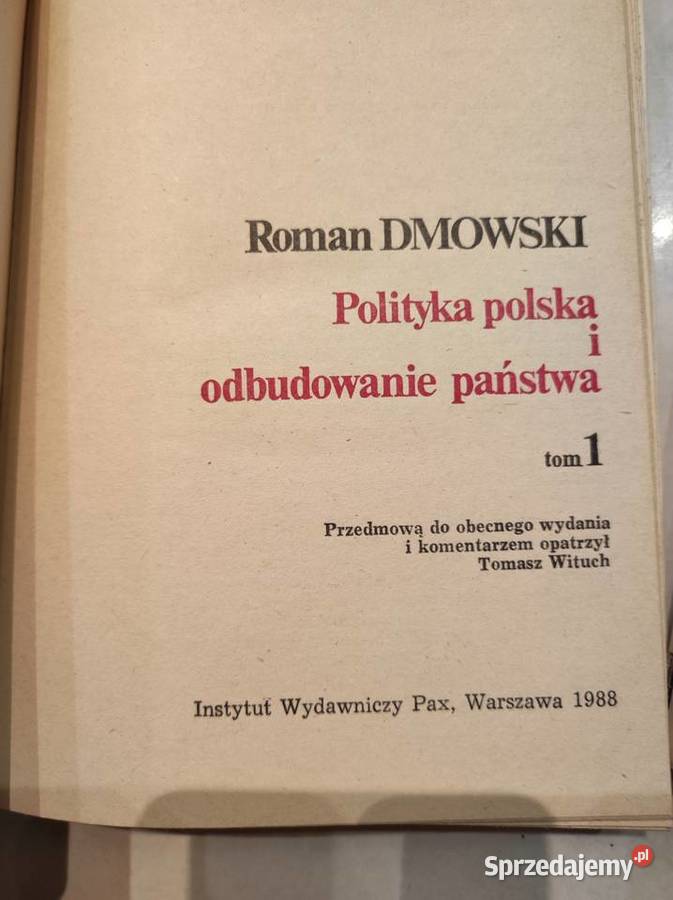 Roman Dmowski Polityka polska i odbudowanie sprzedam