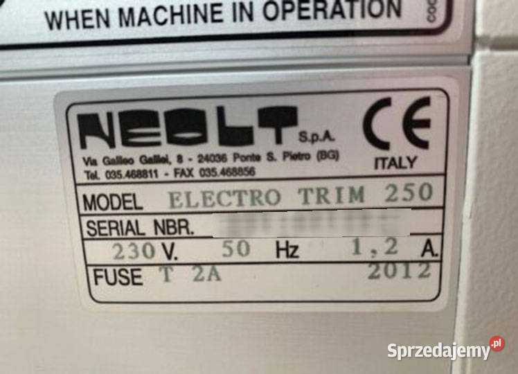 Trymer Neolt Electro Trim 250 gilotyna do cięcia Nowy Dwór Gdański