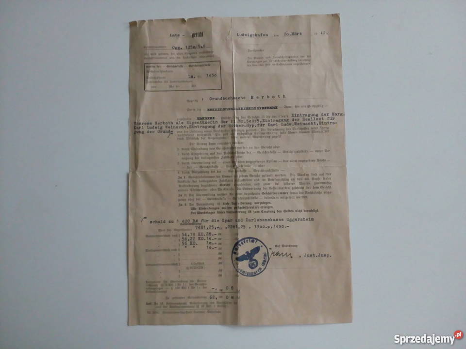 Niemieckie pismo urzędowe 1942 r podkarpackie Rzeszów