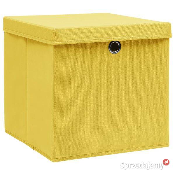 vidaXL Pudełka z pokrywami 4 żółte 32x32x32