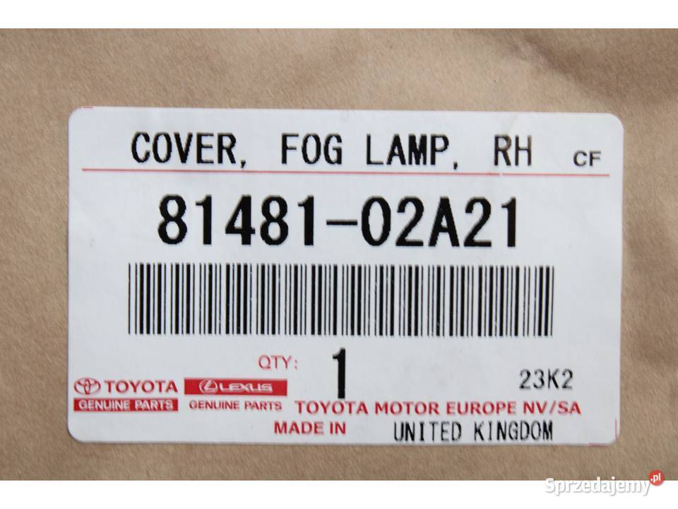 TOYOTA Corolla Zaslepka kratka halogenu prawa Motoryzacja