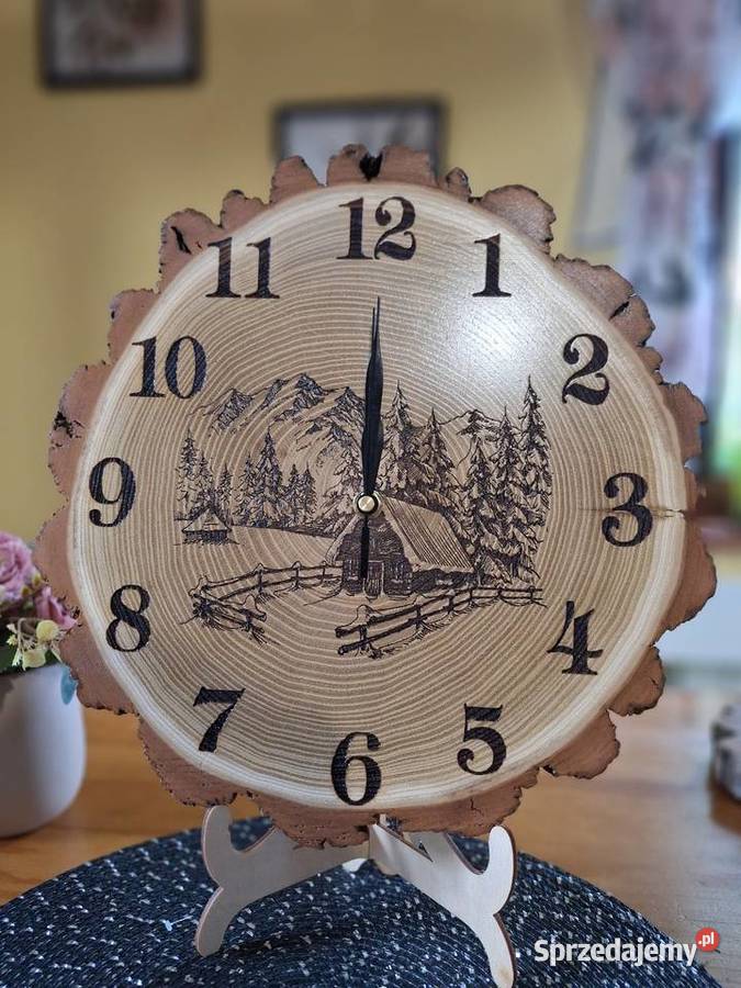 Zegar ścienny z plastra akacji Zegary sprzedam