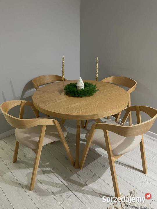 Krzesło z podłokietnikiem drewniane dębowe