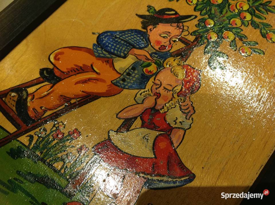 Stary Obrazek Ręcznie malowany Sygnowany