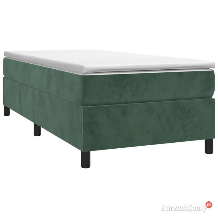 Łóżko kontynentalne z materacem zielone aksamit 90cm