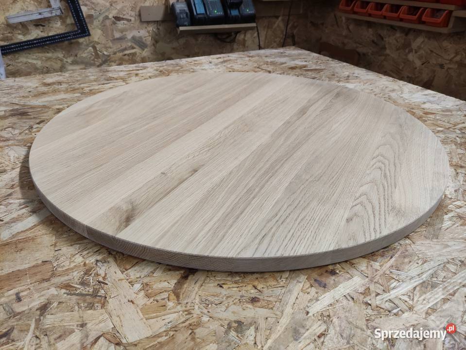 Blat dębowy lity okragły 80 na stolik 80cm