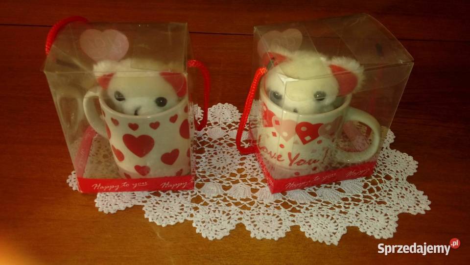 Małe kubeczki w serduszka z maskotką miś Akcesoria kuchenne Warszawa sprzedam