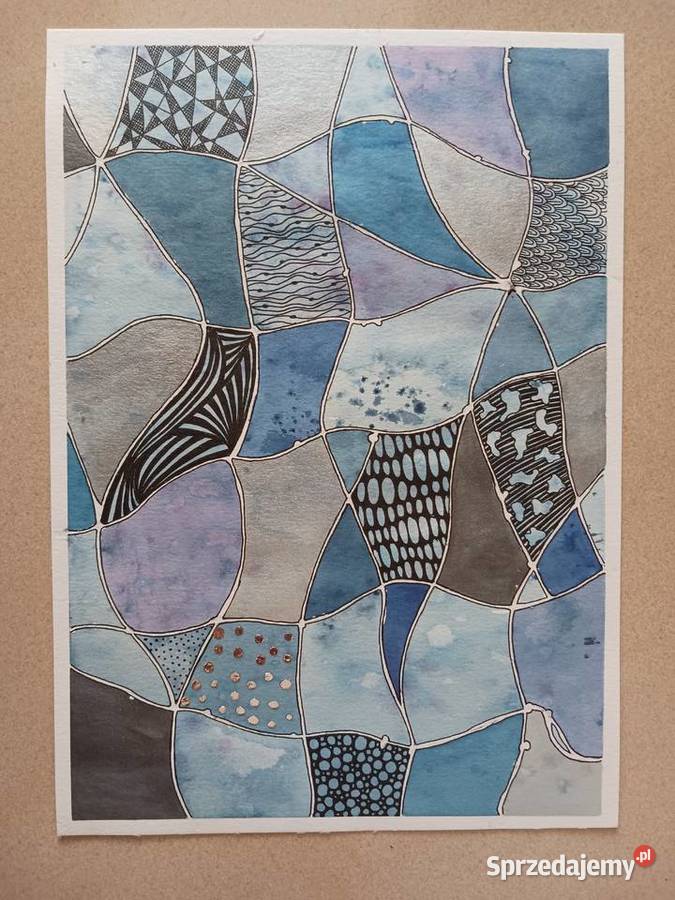 Akwarelka Obraz Niebieska Abstrakcja A4 Szczytno