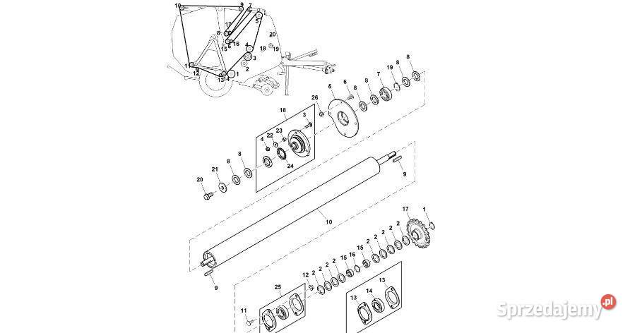 John Deere 960 Wałek DC216835 System owijania Jastrzębniki