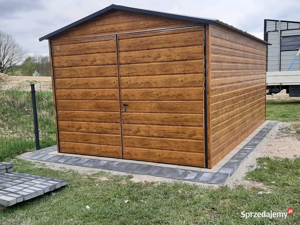 Tani Garaż Blaszany Drewnopodobny Złoty Dąb 363zł/m2 Police