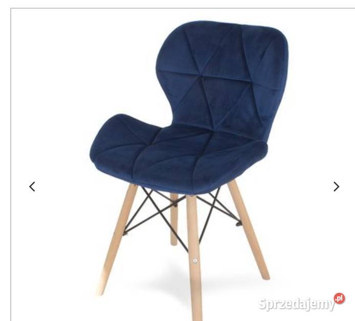 Krzesło niebieskie welurowe pikowane Darmowy transport