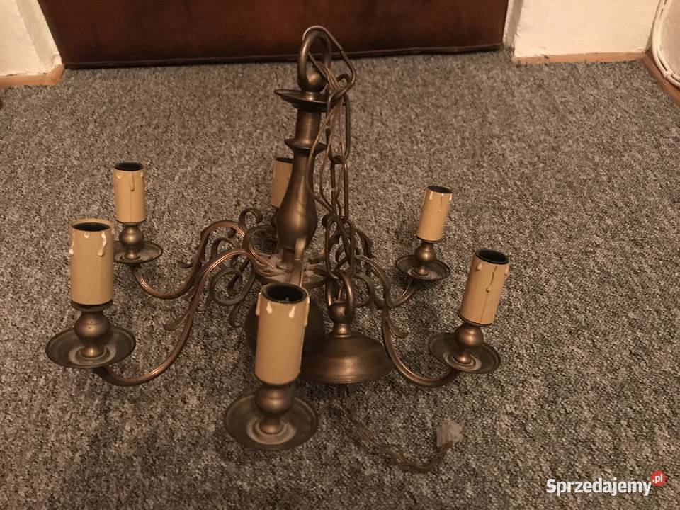 żyrandol wiszący mosiężny 6 ramienny Warszawa