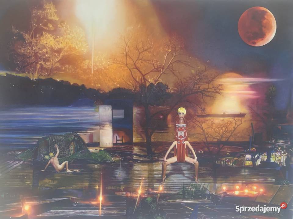 Nocturne duży obraz olejny ręcznie malowany o Kalety