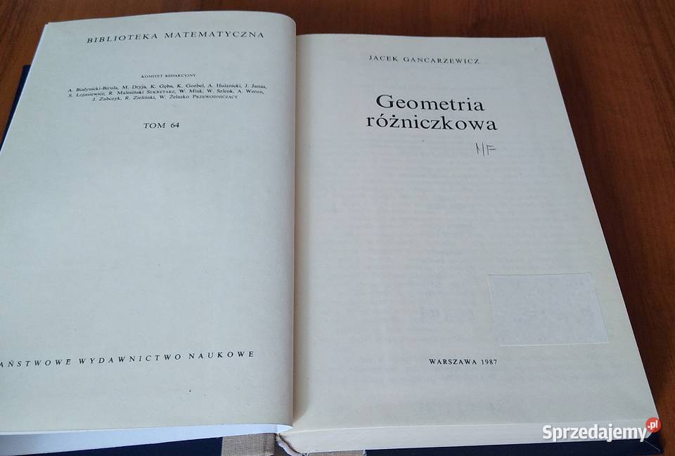 Geometria różniczkowa Jacek Gancarzewicz Książki naukowe i popularnonaukowe Gdańsk