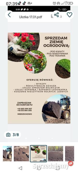 Ziemia pod warzywa kwiaty trawniki próchnicza Miedzichowo