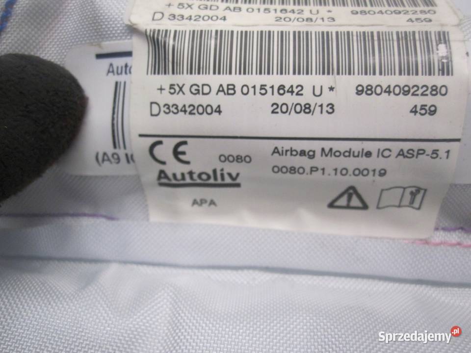 PEUGEOT 208 I 13r kurtyna prawa 9804092280 Poduszki powietrzne