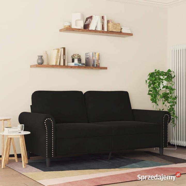 Sofa 2osobowa czarna 140 tapicerowana aksamitem Warszawa sprzedam