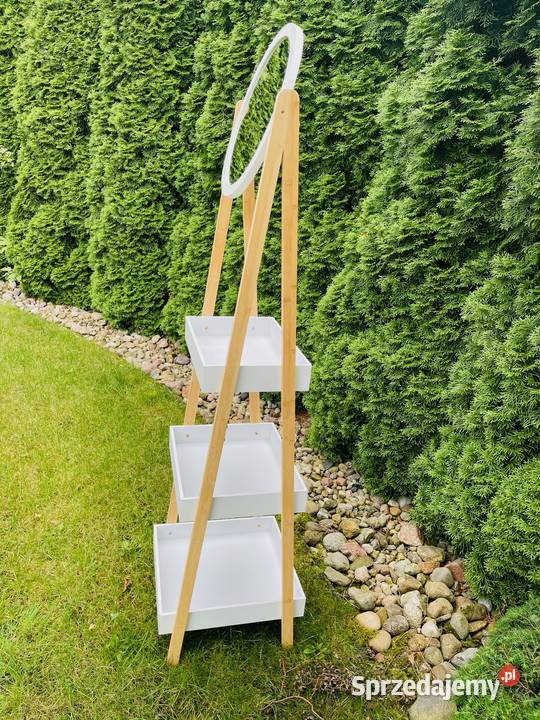 Regał bambusowy drabinka z półkami i lustrem mazowieckie Walendów sprzedam