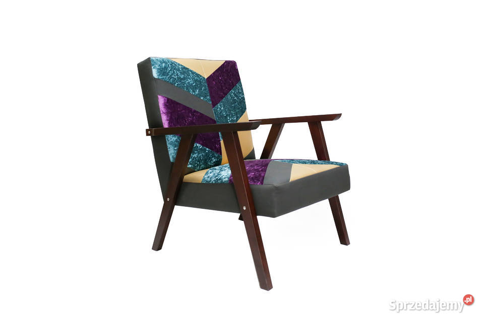 Krzesło Patchwork Kolorowe Vintage Pluszowe Krzesła Kazimierz Biskupi