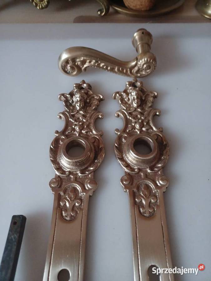 Piękny komplet szyldów i klamek Mosiądz wielkopolskie Poznań sprzedam