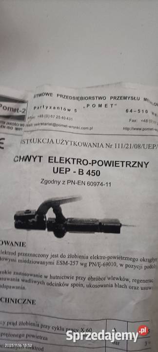 Uchwyt Spawalniczy Elektro Powietrzny Nowy UEP Wejherowo sprzedam