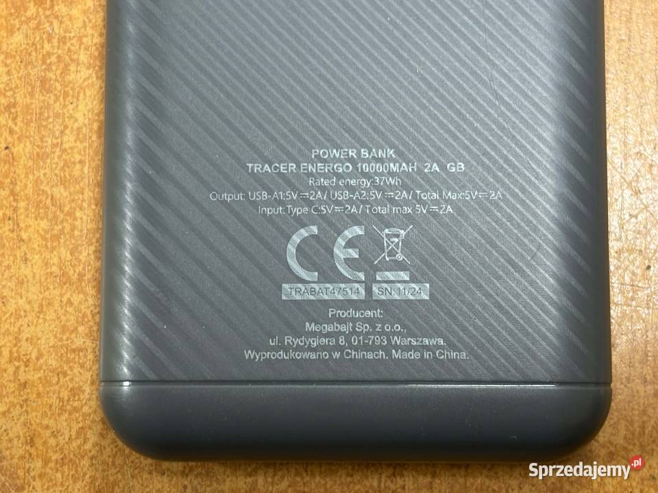 Power bank TRACER EnerGo 10000mAh PDQC30 BO 2x Baterie i akumulatory Elbląg