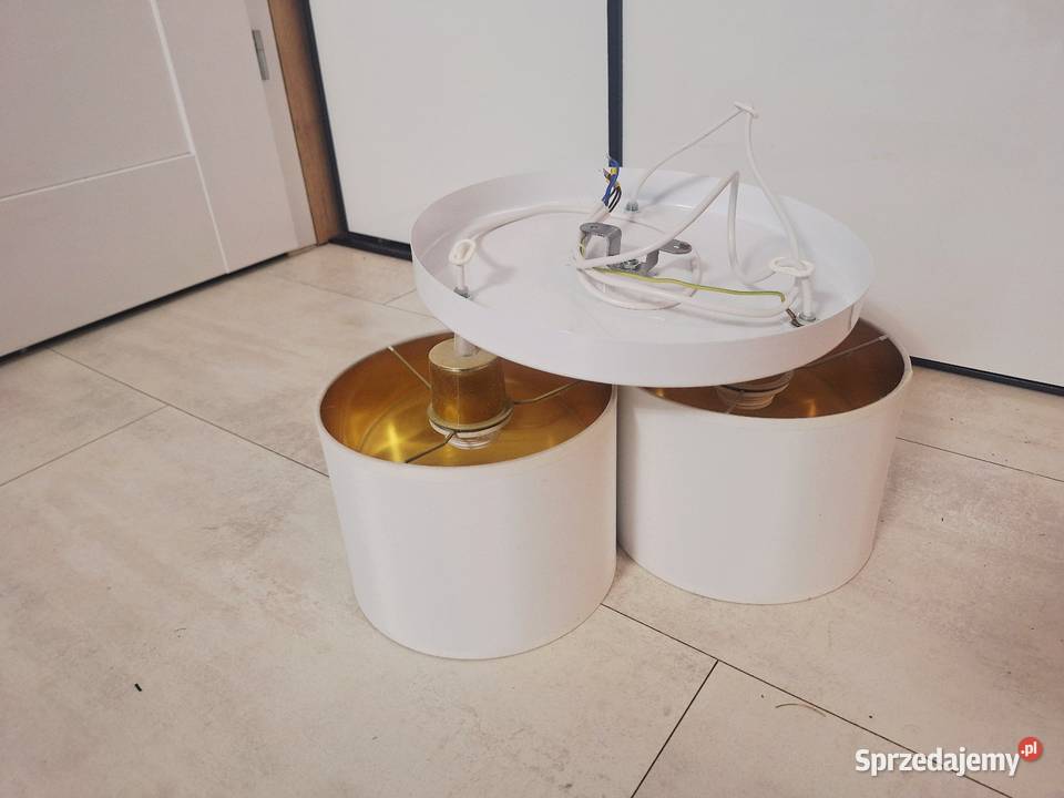 Lampa Wisząca Żyrandol Abażury Biały Złoty E27 Lutynia
