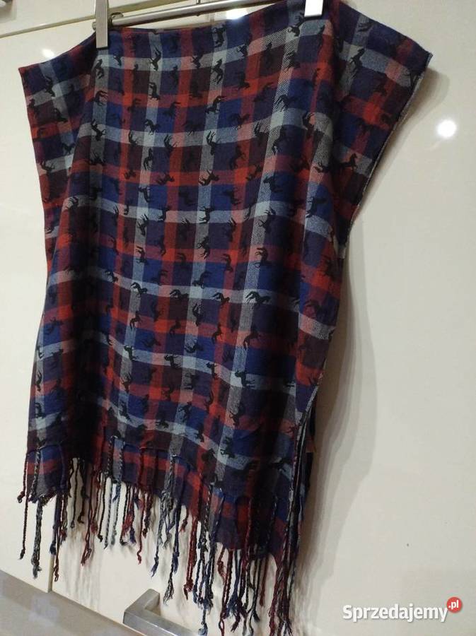 Szalik dwustronny w kratkę i z konikami Rozmiar uniwersalny Lublin sprzedam