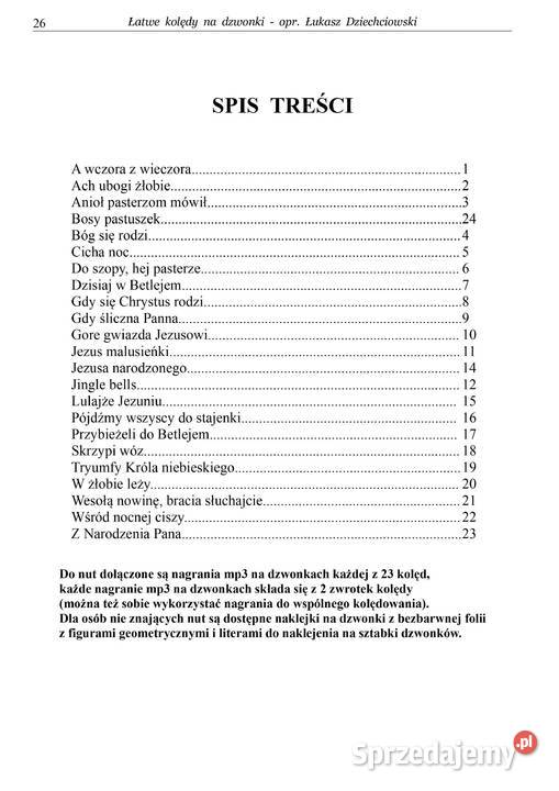 Kolędy na dzwonki nuty 23 kolęd słowa naklejki