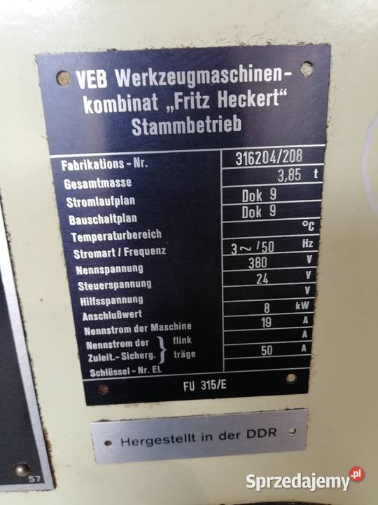 FREZARKA UNIWERSALNAWMW HECKERT FU 315E Biznes i Przemysł