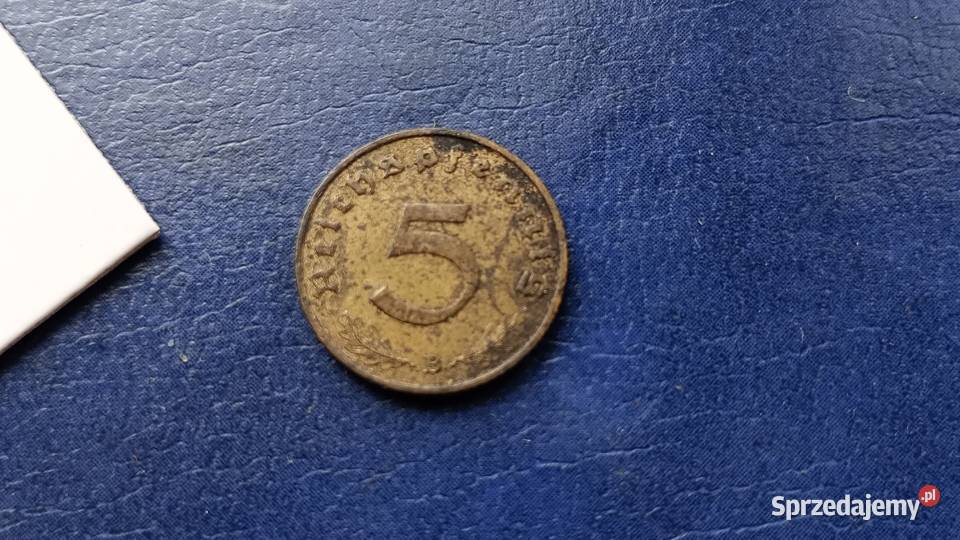 Stare monety 5 fenig 1939 B Niemcy Lesko