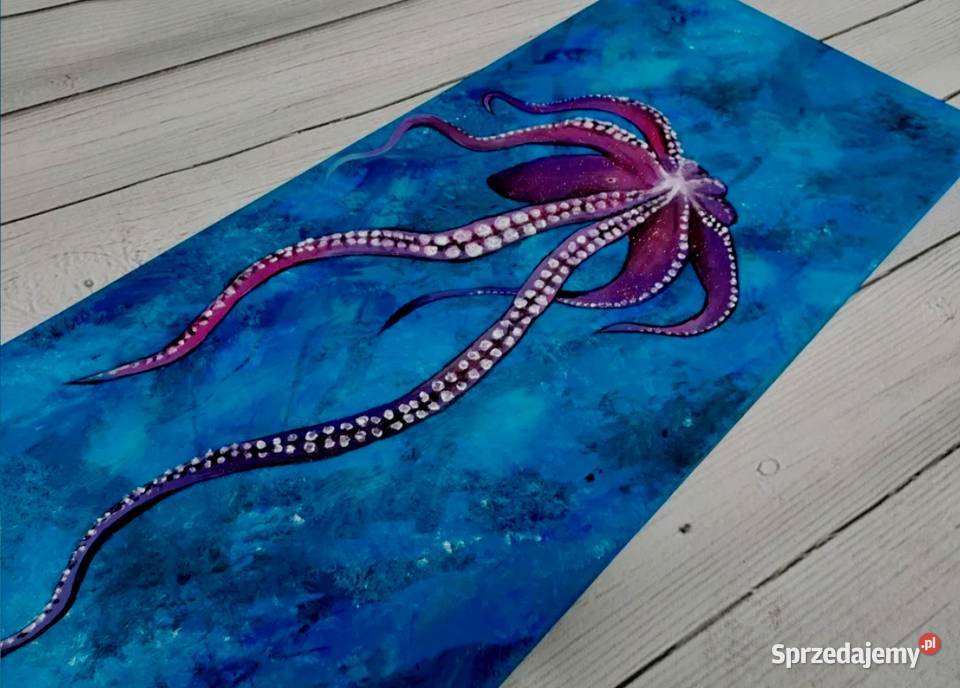 Sprzedam obraz ręcznie malowany Ośmiornica Malarstwo Poznań