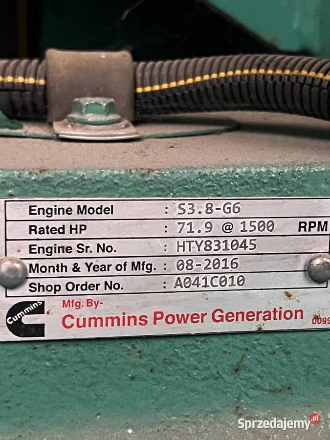 Generator prądu Cummins GT40100UN72 pomorskie Skarszewy sprzedam