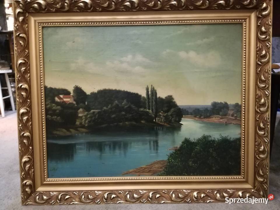 Obraz olejny krajobraz Wileńszczyzny z rzeką Kraków sprzedam