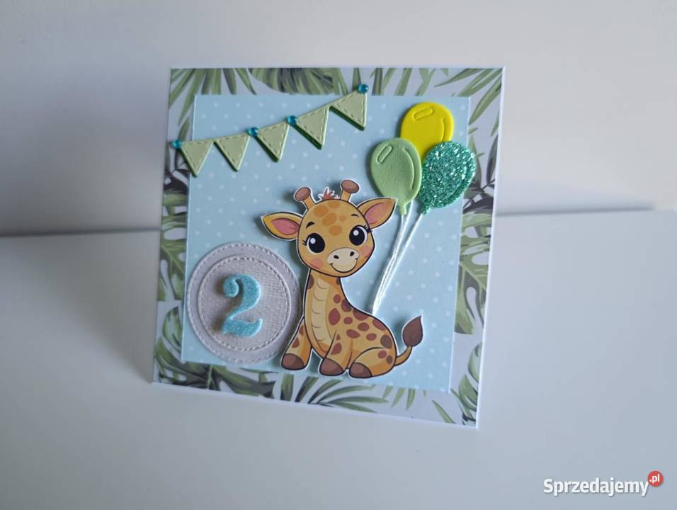 Kartka ręcznie robiona urodzinowa z żyrafką łódzkie Łódź