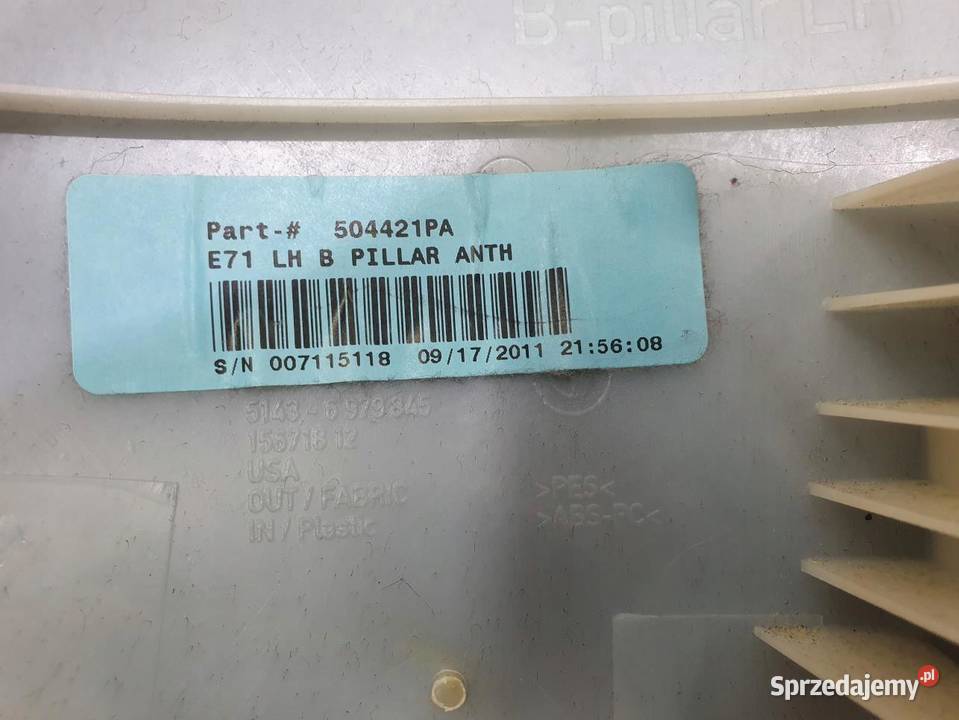 POSZYCIE SŁUPKA B LEWE 6979845 BMW E71 X6 osobowe