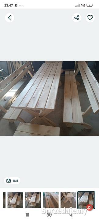 Stół ogrodowy z ławkami Mokrelipie