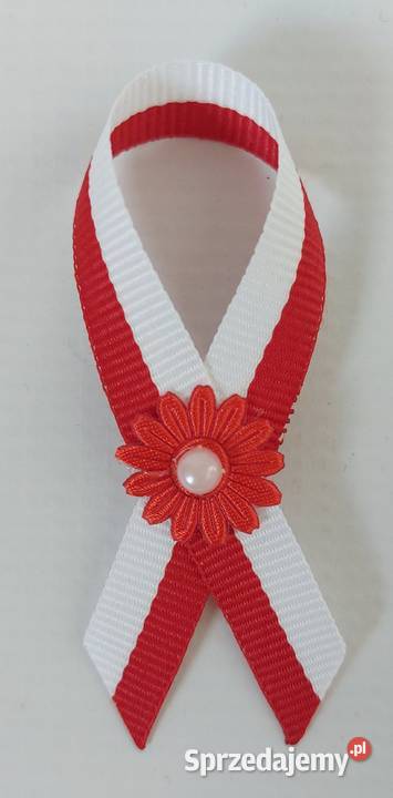 Kotylion narodowy kokardka kwiatuszek perełka 5