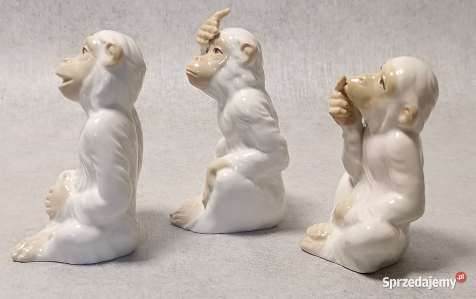 TENGRA Porcelanowe figury Małp Małpa Trzy Mądre Jawor