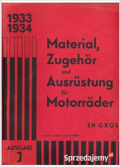 Materiały, akcesoria i wyposażenie do motocykli 1933/34- Dkw
