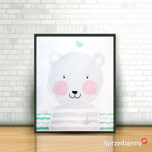 miś plakat 40x50 pastelowy plakat z misiem pomorskie