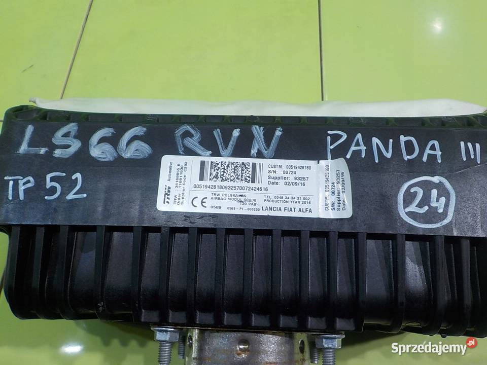 FIAT PANDA III 12 B 16r 5D AIRBAG poduszka Poduszki powietrzne Suków