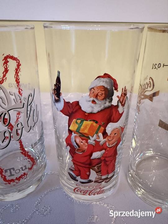 Szklanki CocaCola z logo Zestaw Mikołaja Retro Czerwionka-Leszczyny