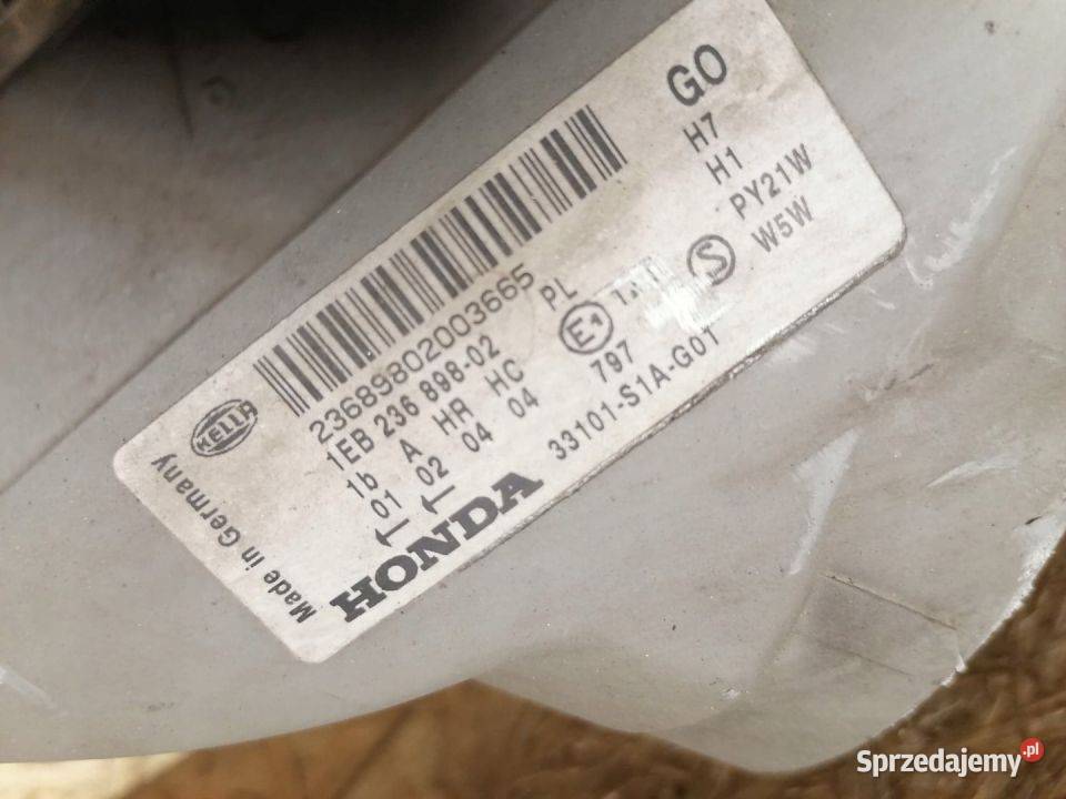Lampa Prawy Przód Honda Accord 9802 Pleszew