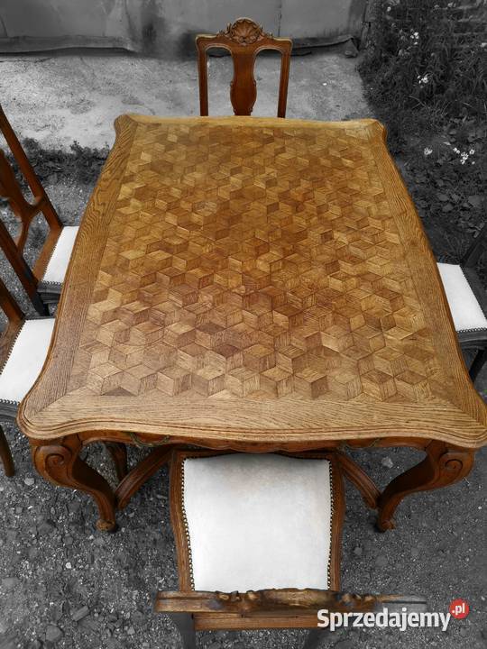 Francuski stół z 5 krzesłami ok1900 r renowacja Wałbrzych