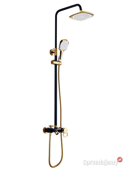 Deszczownica prysznic 15m wlewka bateria czarno odcienie żółtego Wyposażenie wnętrz Łódź